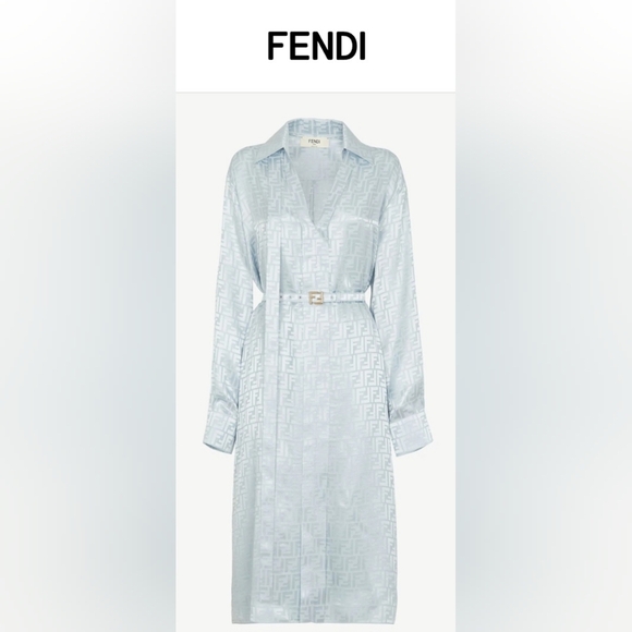 Fendi Light Blue Belted Dress - Picture 1 of 16